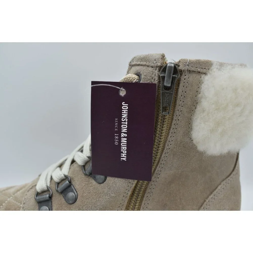 Johnston & Murphy Women Size 7.5 Emmalynn Taupe Suede Shearling Hiker Boot Shoes